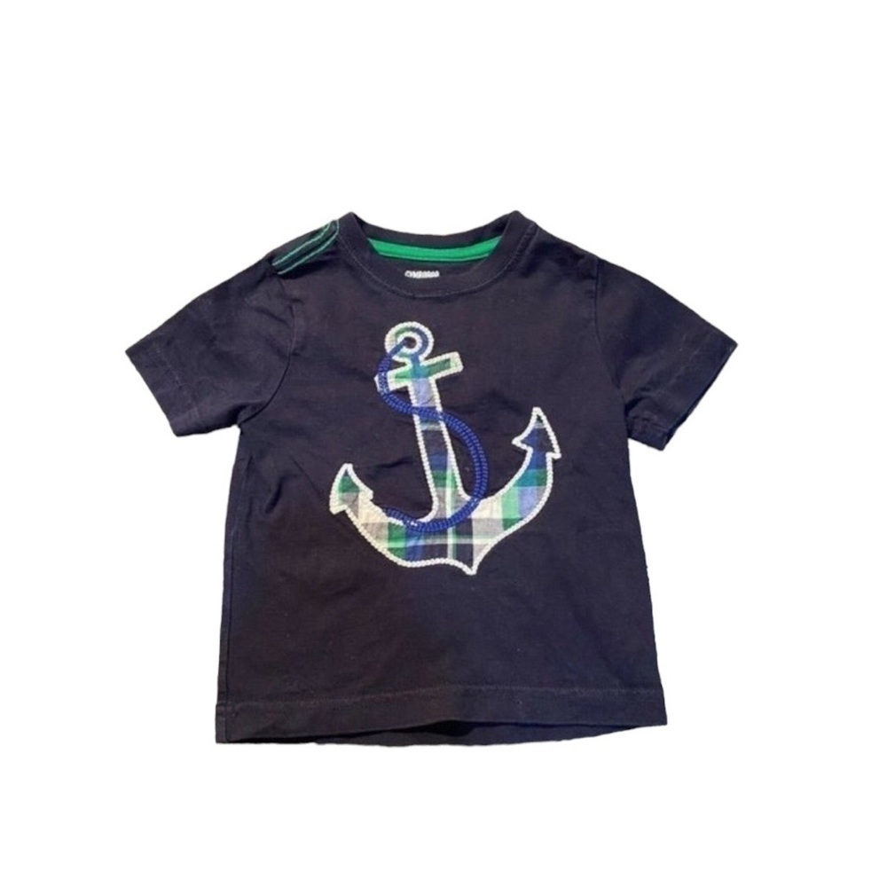 GYMBOREE Nautical Short Sleeve Anchor Plaid Tee Shirt 6-12 Months
